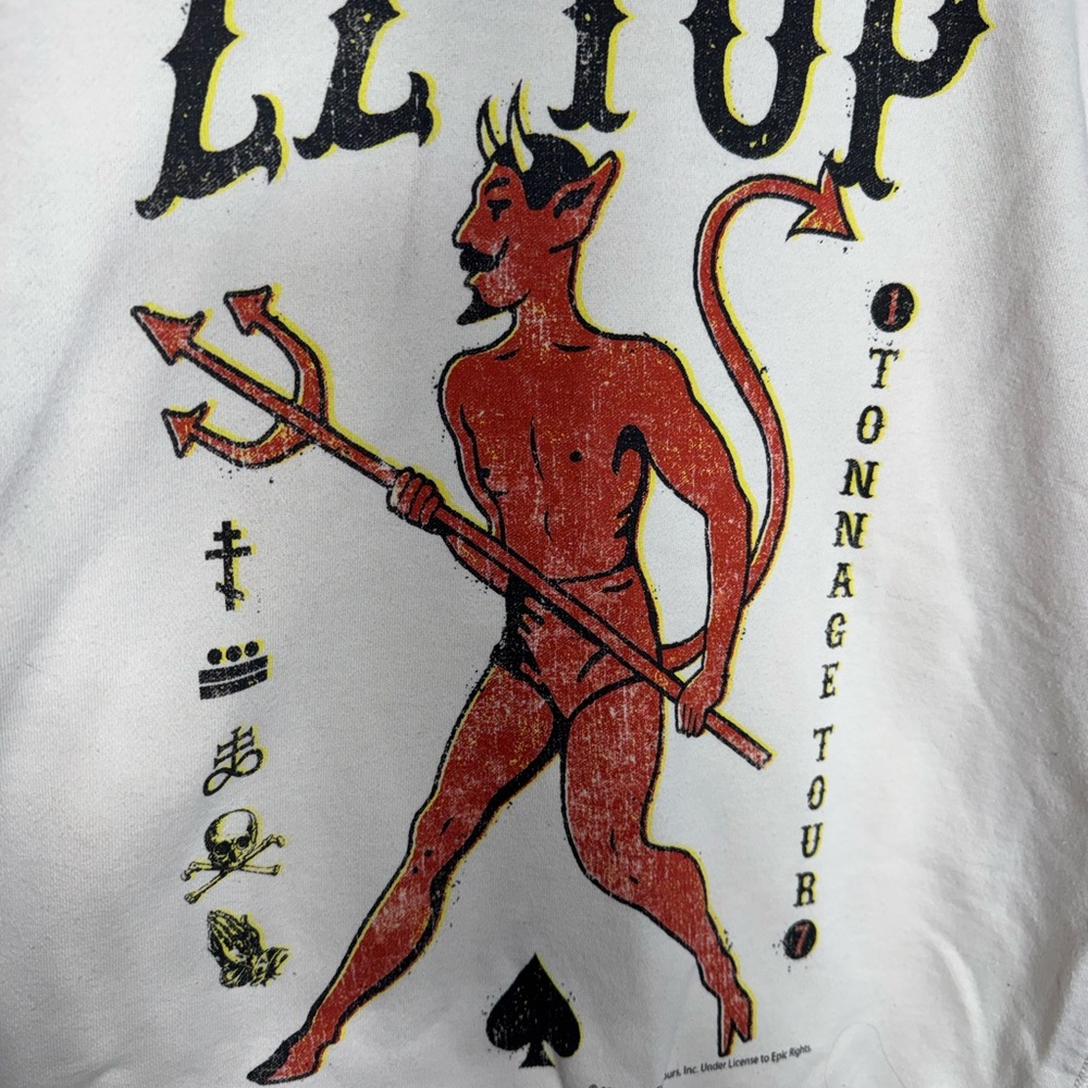 LL Top Cream Graphic Crewneck Sweatshirt with Red Devil Print - Picture 2 of 4